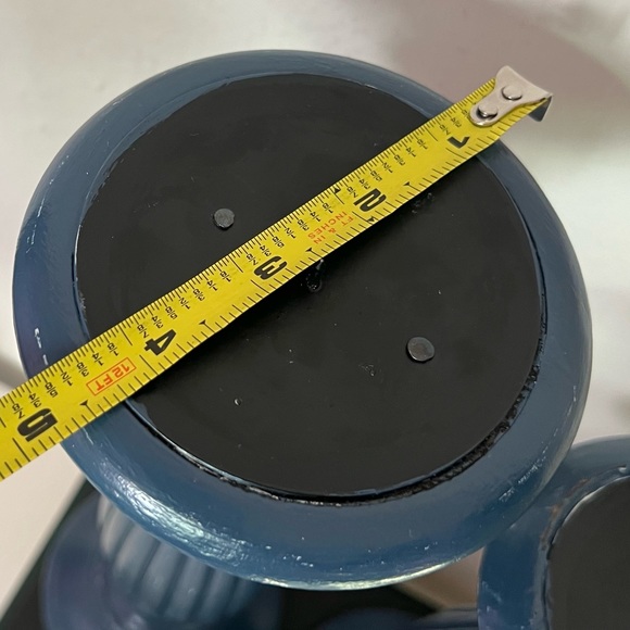 2 Blue Wooden Hand Painted Candle Holder Set Home Decor Rustic Modern Custom Mad - Picture 2 of 13